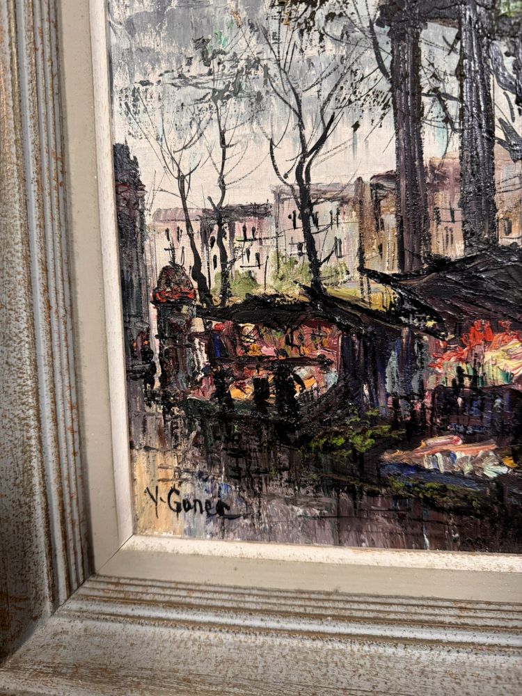 Tableau huile sur toile vue de Paris signé en bas à gauche Yves Gonec XXeme siècle