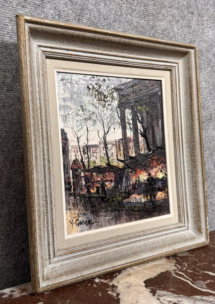Tableau huile sur toile vue de Paris signé en bas à gauche Yves Gonec XXeme siècle