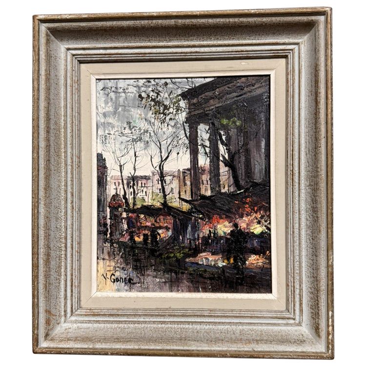 Tableau huile sur toile vue de Paris signé en bas à gauche Yves Gonec XXeme siècle