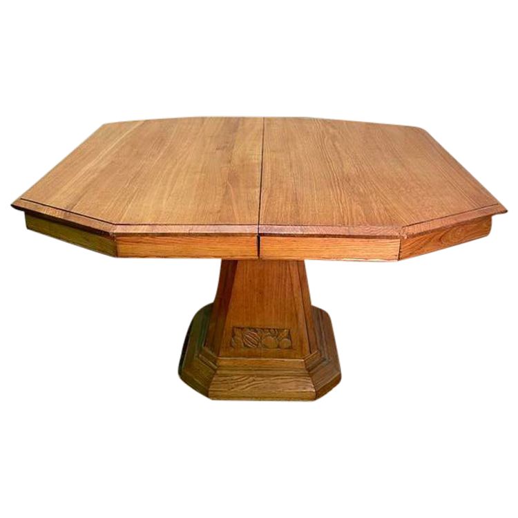 Table de salle à manger époque Art Déco en chêne massif 