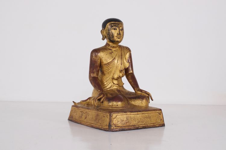 Burmese adoring monk in gilt bronze