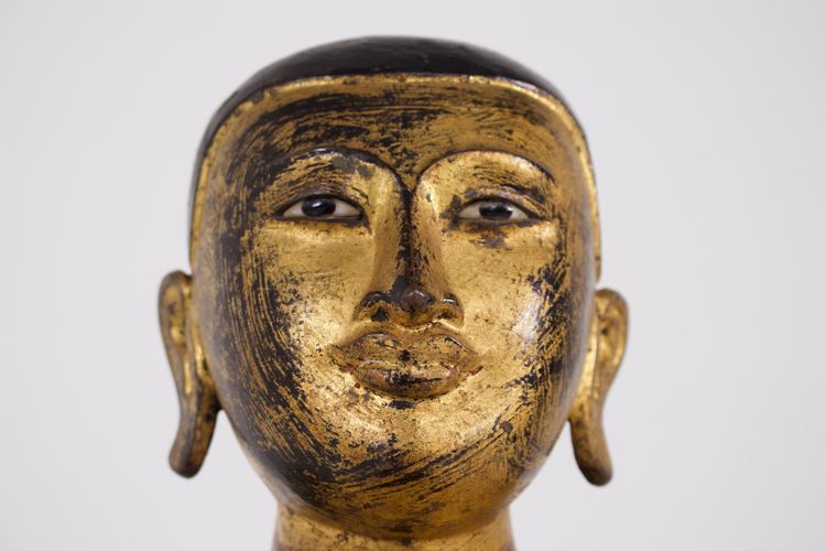 Burmese adoring monk in gilt bronze