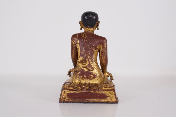 Burmese adoring monk in gilt bronze