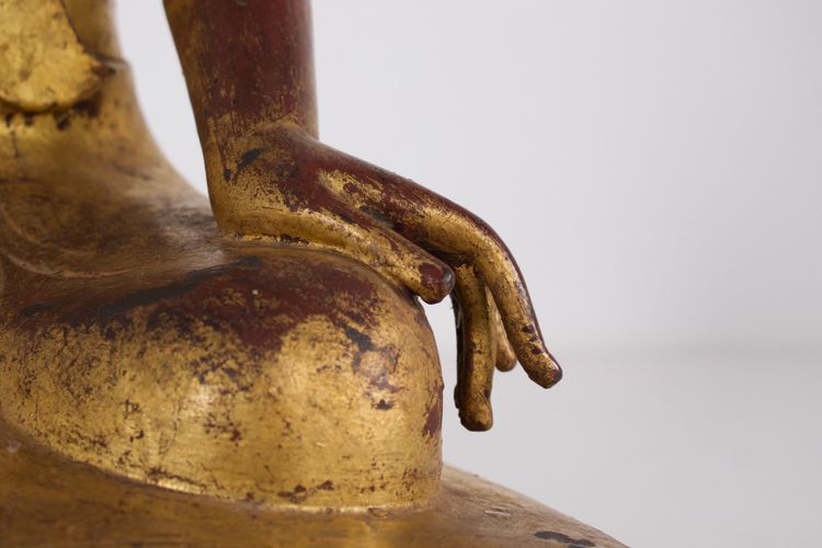 Burmese adoring monk in gilt bronze
