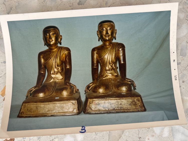 Burmese adoring monk in gilt bronze