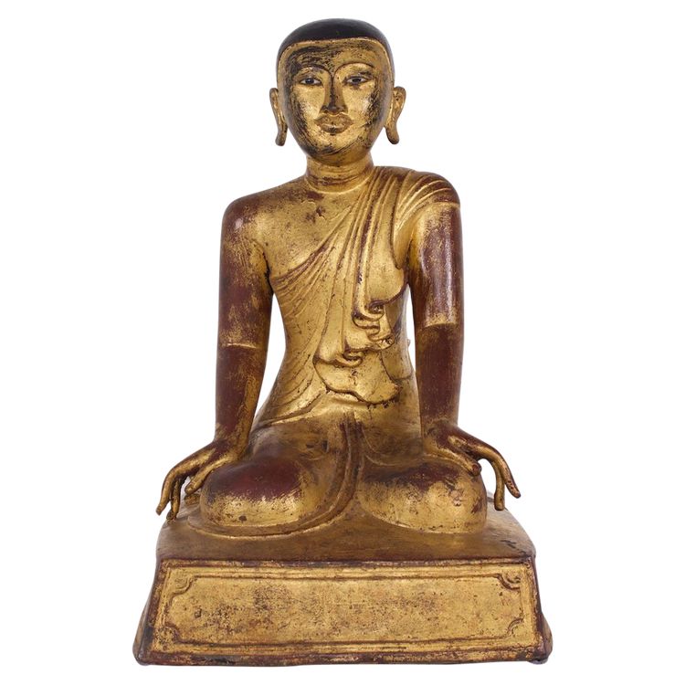 Burmese adoring monk in gilt bronze