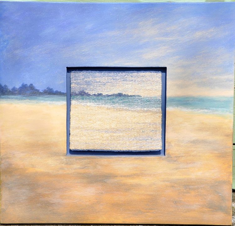 Gemischtes Bild signiert Mireille Veauvy - Acryl und integrierte Tapete