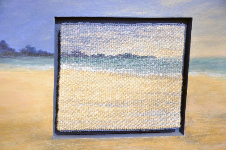 Gemischtes Bild signiert Mireille Veauvy - Acryl und integrierte Tapete
