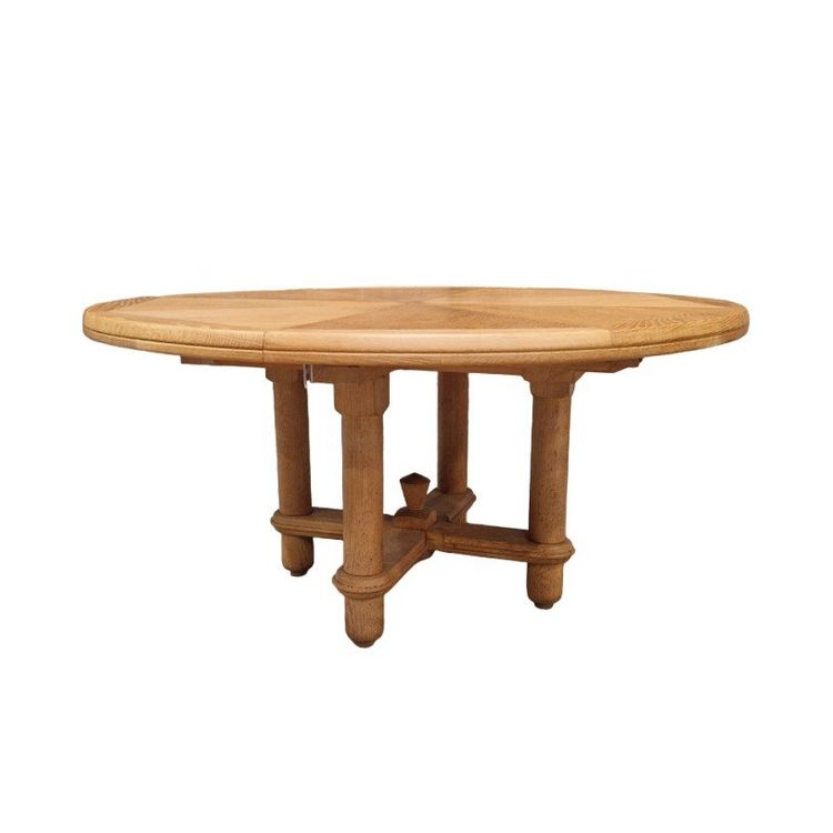Very Large Round Table in Light Oak, Guillerme Et Chambron