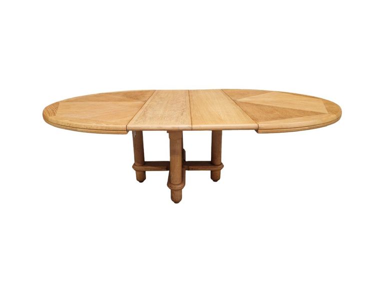 Very Large Round Table in Light Oak, Guillerme Et Chambron