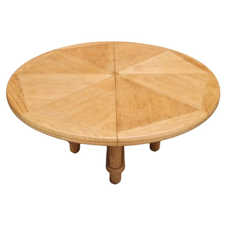Very Large Round Table in Light Oak, Guillerme Et Chambron