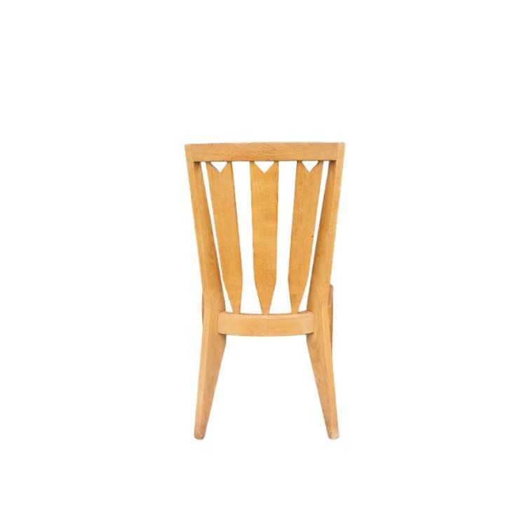 Set of six vintage chairs in light oak, Guillerme and Chambron