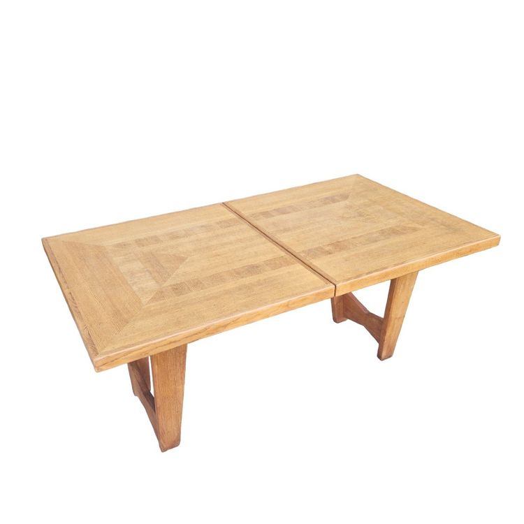 Vintage Golden Oak Dining Table, Guillerme & Chambron
