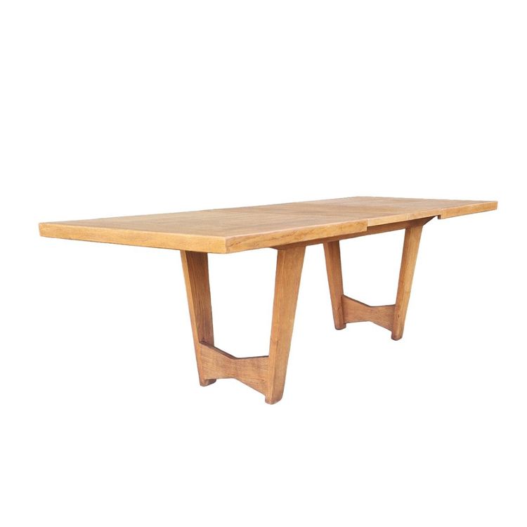 Vintage Golden Oak Dining Table, Guillerme & Chambron