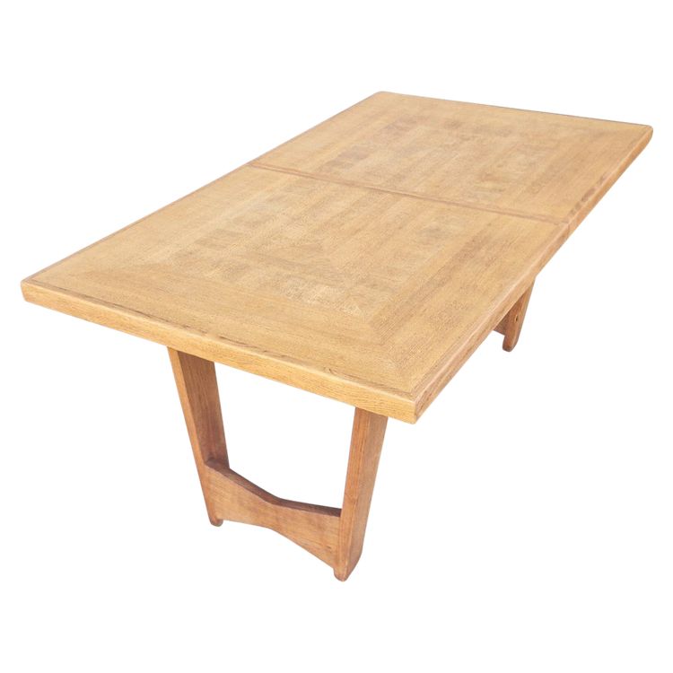 Vintage Golden Oak Dining Table, Guillerme & Chambron