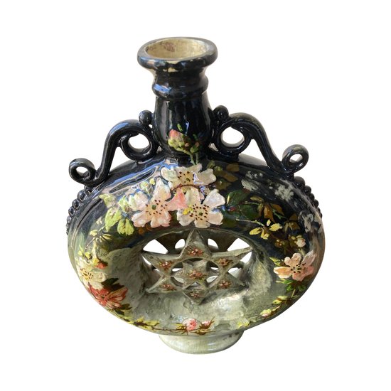 Impressionist barbotine flask by Edouard Gilles late 19th c.