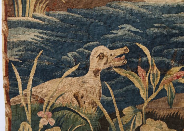Fine verdure, tapisserie du XVIIIème siècle, atelier flamand