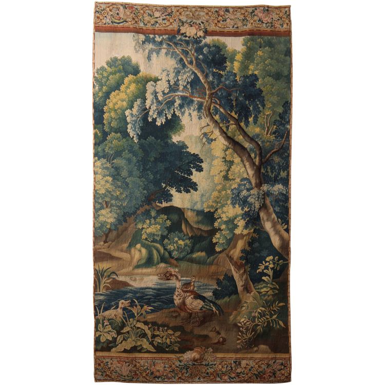 Fine verdure, tapisserie du XVIIIème siècle, atelier flamand