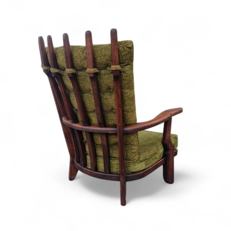 Vintage Grand Repos Armchair in Solid Oak, Guillerme Et Chambron