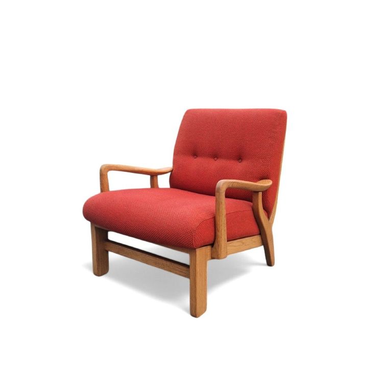 Lounge armchair in light oak, Guillerme and Chambron