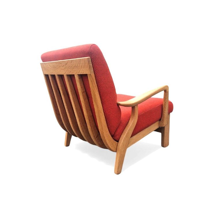 Lounge armchair in light oak, Guillerme and Chambron