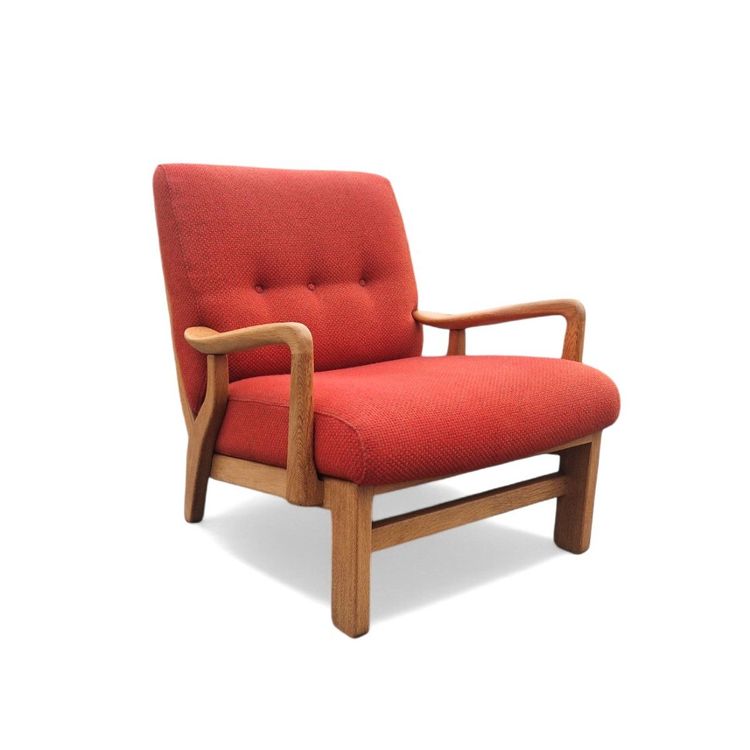 Lounge armchair in light oak, Guillerme and Chambron