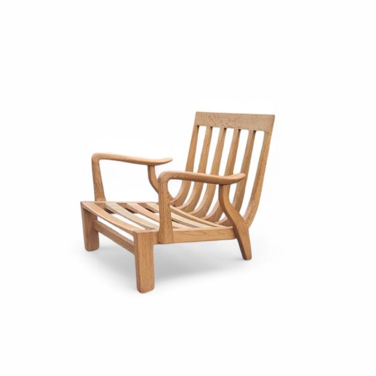 Lounge armchair in light oak, Guillerme and Chambron