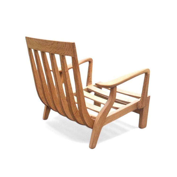 Lounge armchair in light oak, Guillerme and Chambron