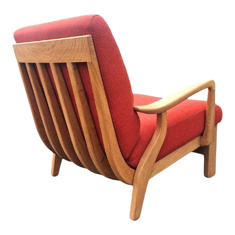 Lounge armchair in light oak, Guillerme and Chambron