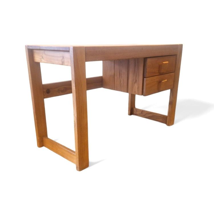 Vintage Schreibtisch aus massivem Ulmenholz, Dlg Maison Regain