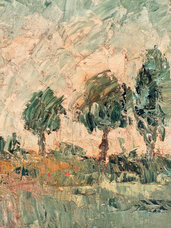 BÖHM Lipót, Peintre Hongrois, Budapest  (1916-1995). Paysage, huile sur isorel.