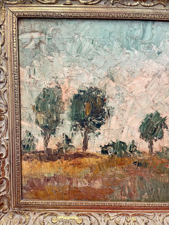 BÖHM Lipót, Peintre Hongrois, Budapest  (1916-1995). Paysage, huile sur isorel.