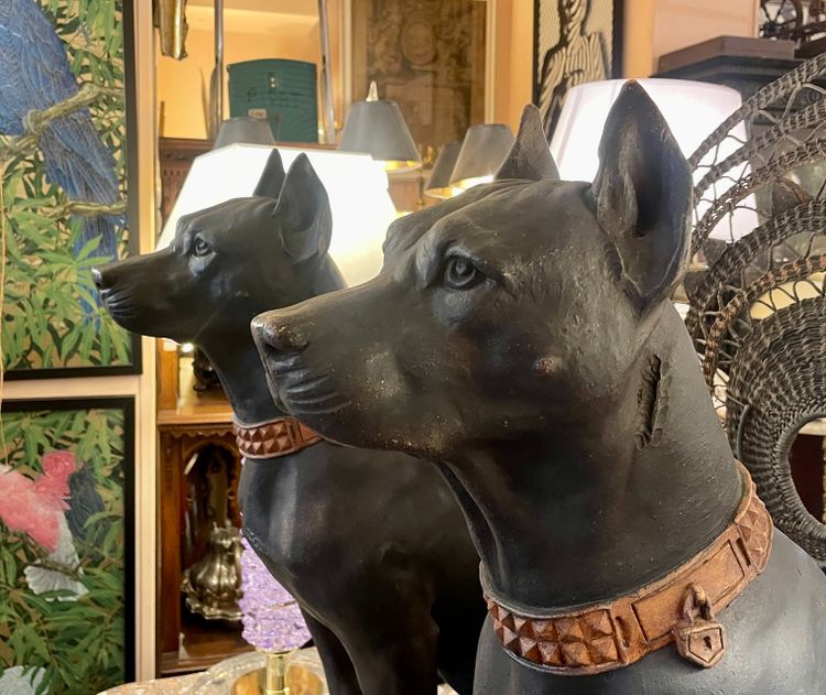 Paar Hunde aus Terrakotta, Italien, 19. Jahrhundert