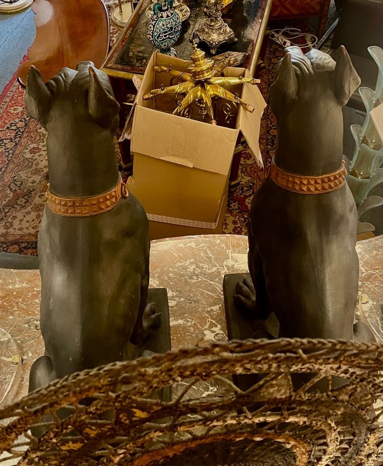 Paar Hunde aus Terrakotta, Italien, 19. Jahrhundert