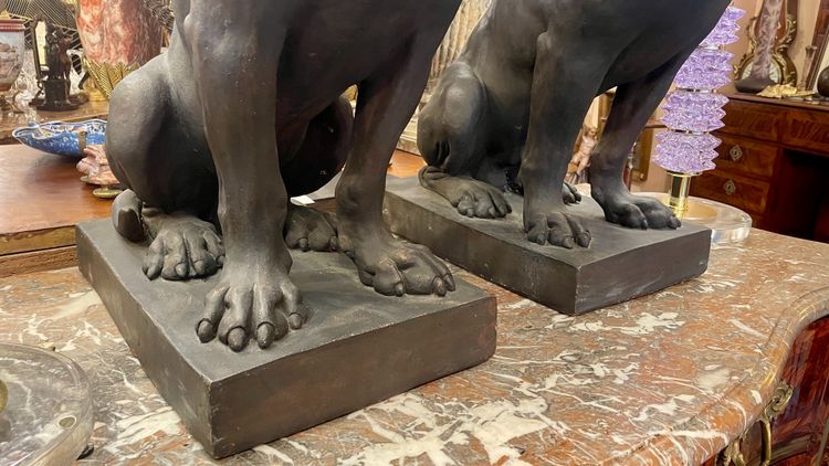Paar Hunde aus Terrakotta, Italien, 19. Jahrhundert