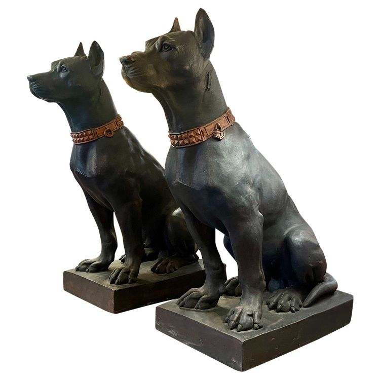 Paar Hunde aus Terrakotta, Italien, 19. Jahrhundert