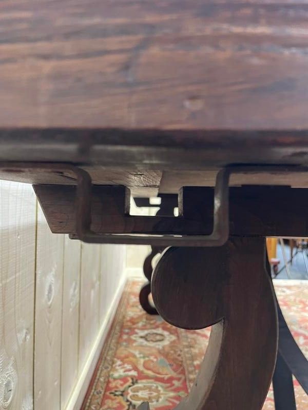 Spanish table in solid oak tray