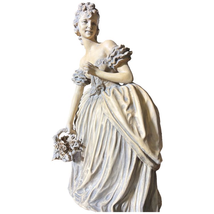 Sculpture de dame en terre cuite patinée des années 1940 signée Tomuti