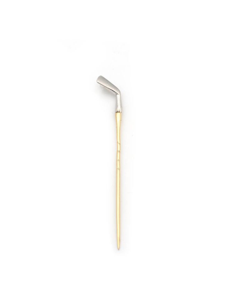 Epingle club de golf en or 18 karats et platine, perle, bijou ancien
