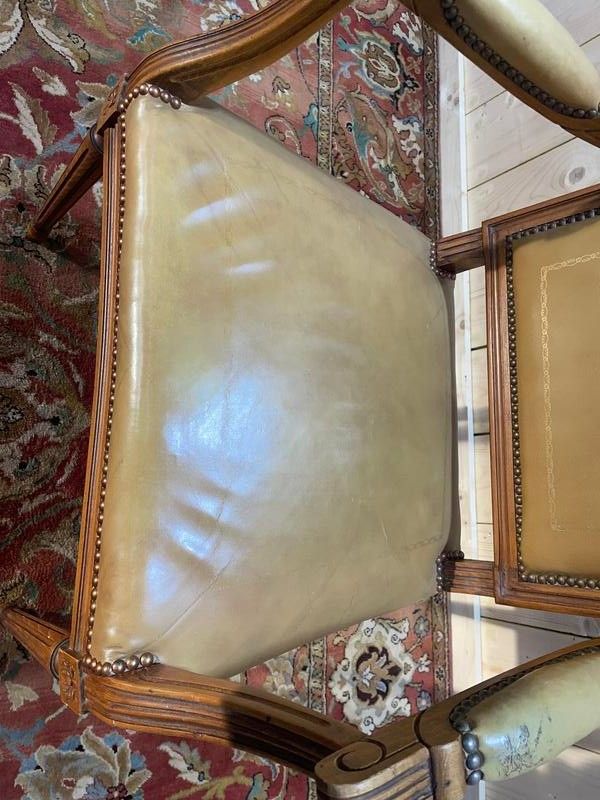 Bürostuhl im Louis XVI -Stil in Beige Leder