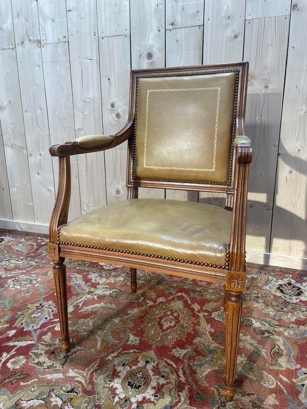 Bürostuhl im Louis XVI -Stil in Beige Leder