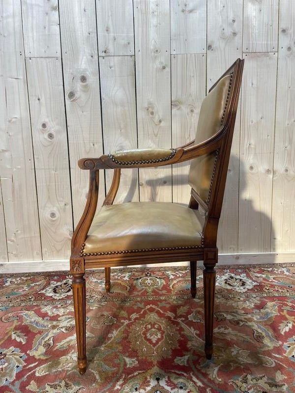 Bürostuhl im Louis XVI -Stil in Beige Leder