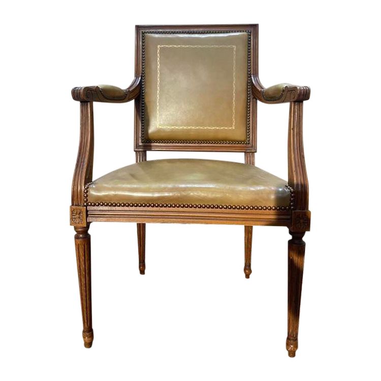 Bürostuhl im Louis XVI -Stil in Beige Leder
