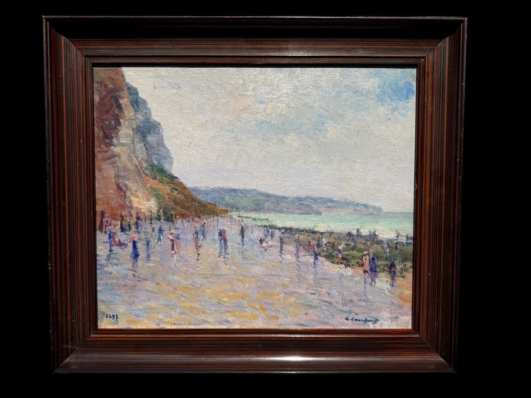 Paysage d’Étretat postimpressionniste XIXème signé Cauchois (1850-1911) , Normandie, côte d’albâtre 