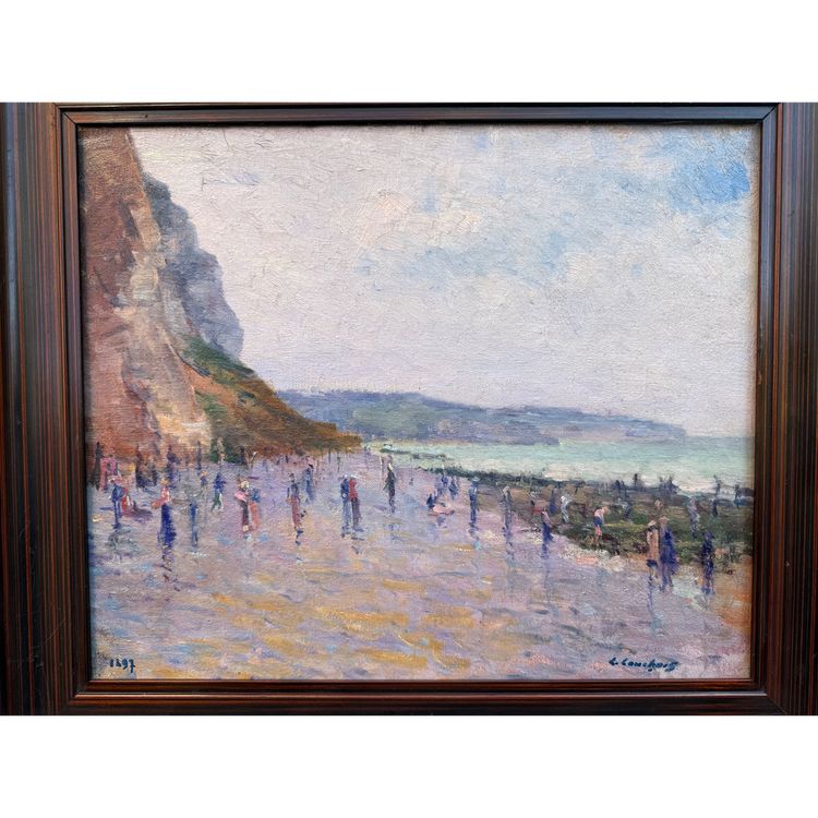Paysage d’Étretat postimpressionniste XIXème signé Cauchois (1850-1911) , Normandie, côte d’albâtre 