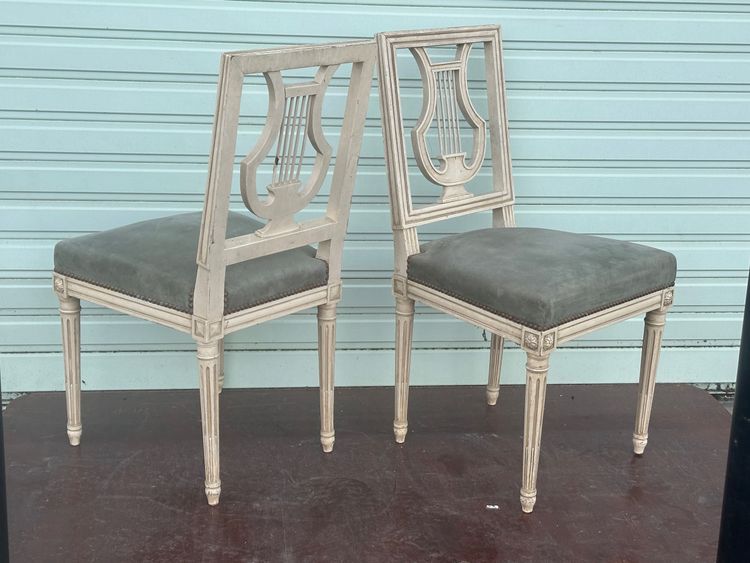 Pair of lyre chairs