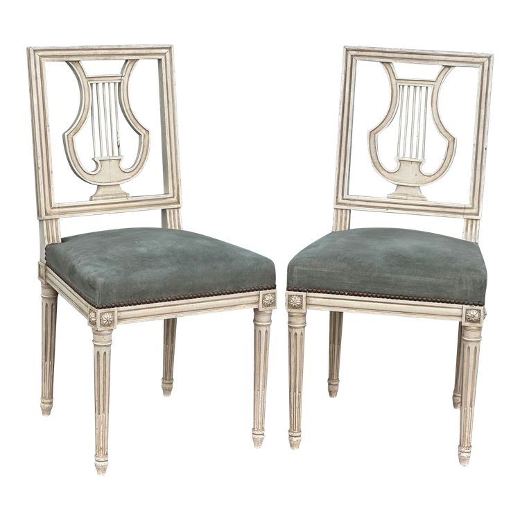 Pair of lyre chairs