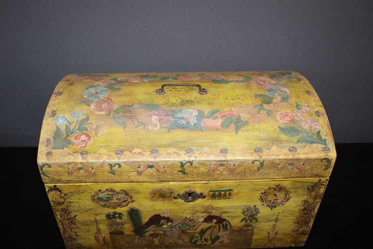 Coffret De Mariage En Bois Peint Vers 1900