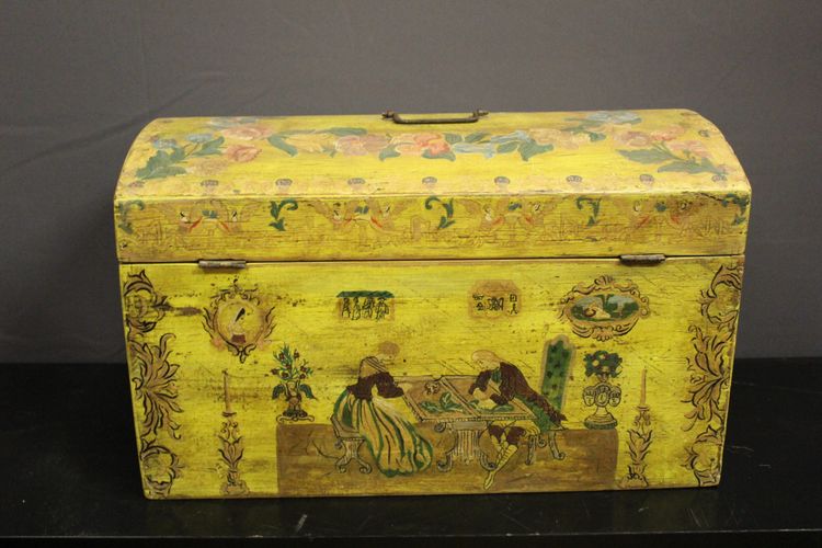 Coffret De Mariage En Bois Peint Vers 1900