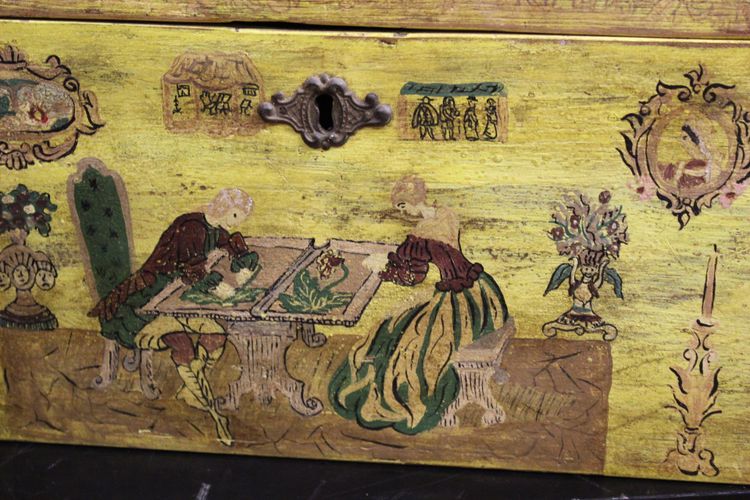 Coffret De Mariage En Bois Peint Vers 1900